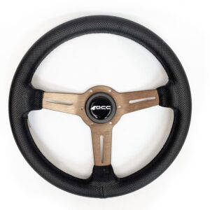 VOLANTE PLANO MOD. CLASSIC PIEL PERFORADA BRAZOS BRONCE OCC MOTORSPORT