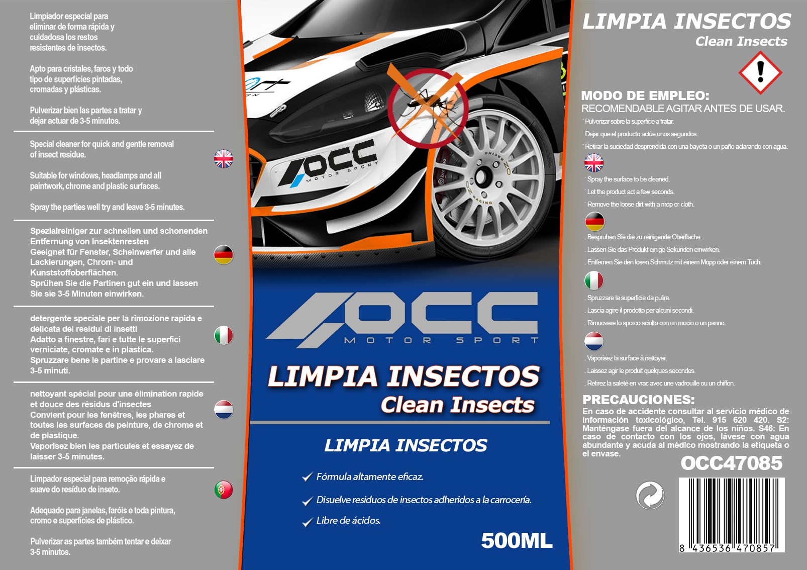 LIMPIA INSECTOS COCHE 500 ML OCC MOTORSPORT - Imagen 8