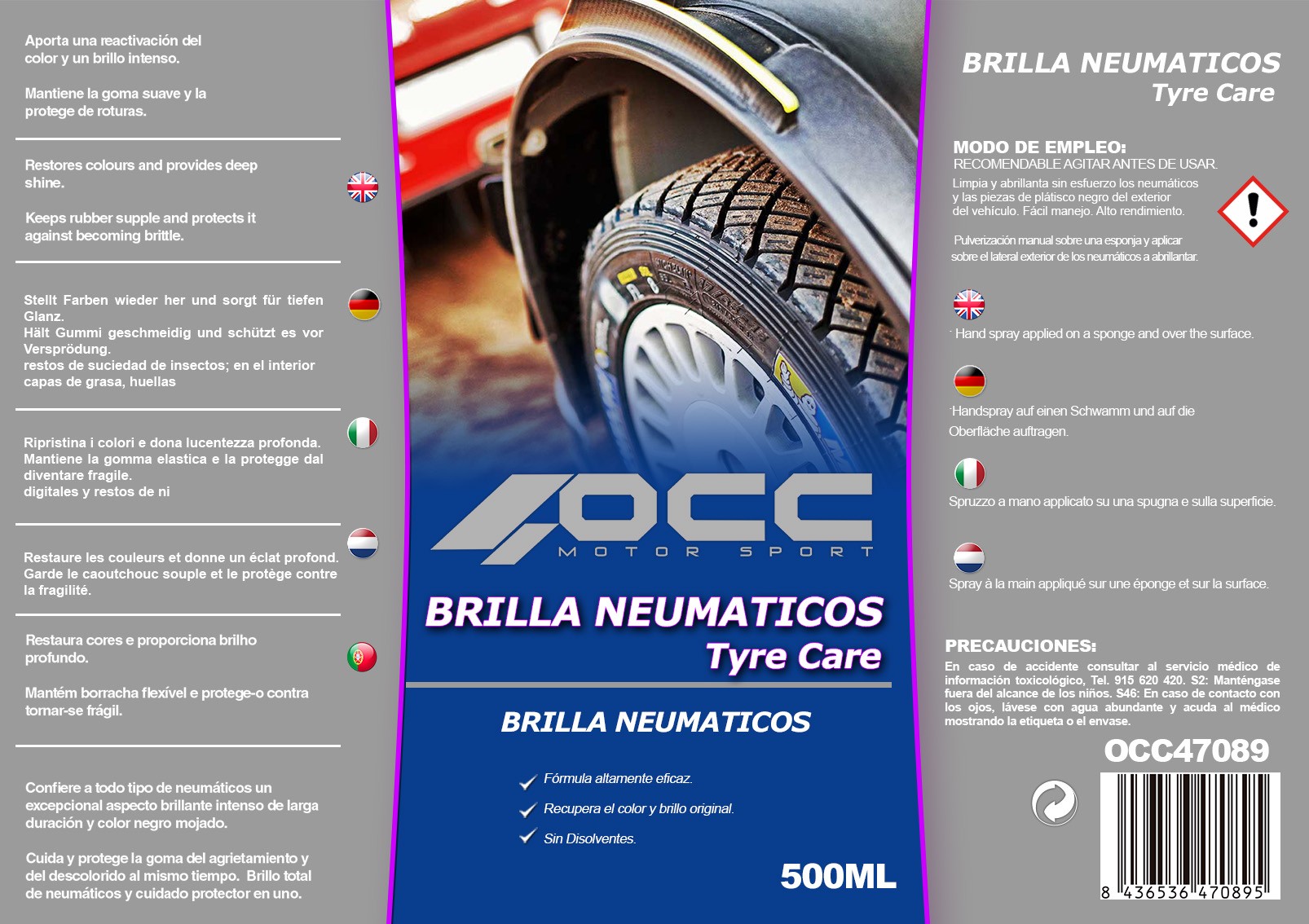 ABRILLANTADOR DE NEUMATICOS 500 ML OCC MOTORSPORT - Imagen 7