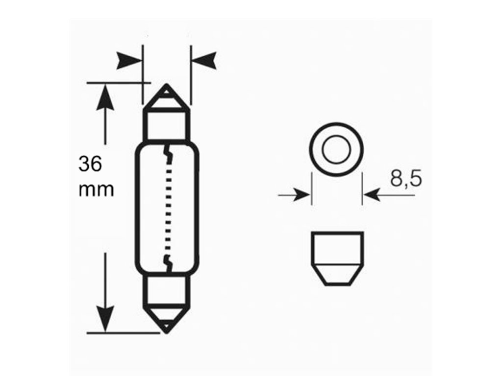 BLISTER 2X LED L085W - C5W 36MM 8XSMD3014 BLANCO - Imagen 3