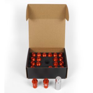 OMP SPEED JUEGO DE 20 TUERCAS DE ALUMINIO M14X1.5 LLAVE DE 19 LARGO 40MM COLOR NARANJA DE ALUMINIO 7075