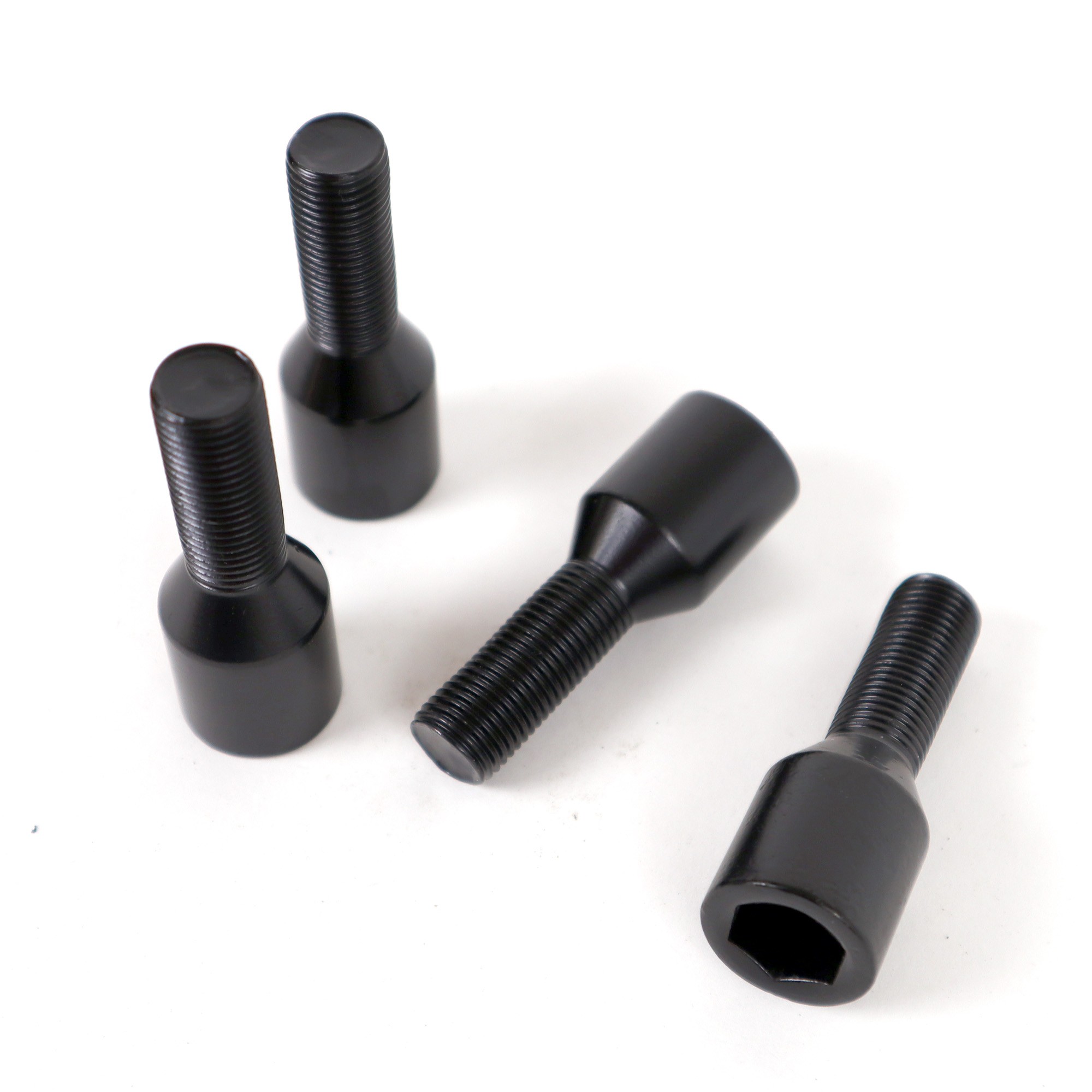 OMP SPEED JUEGO DE 4 TORNILLOS ALLEN M12X1.5 CONICO LARGO 26MM LLAVE 17/19 COLOR NEGRO DIN 10.9