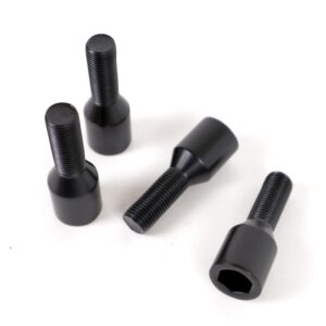 OMP SPEED JUEGO DE 4 TORNILLOS ALLEN M14X1.5 CONICO LARGO 28MM LLAVE 17/19 COLOR NEGRO DIN 10.9