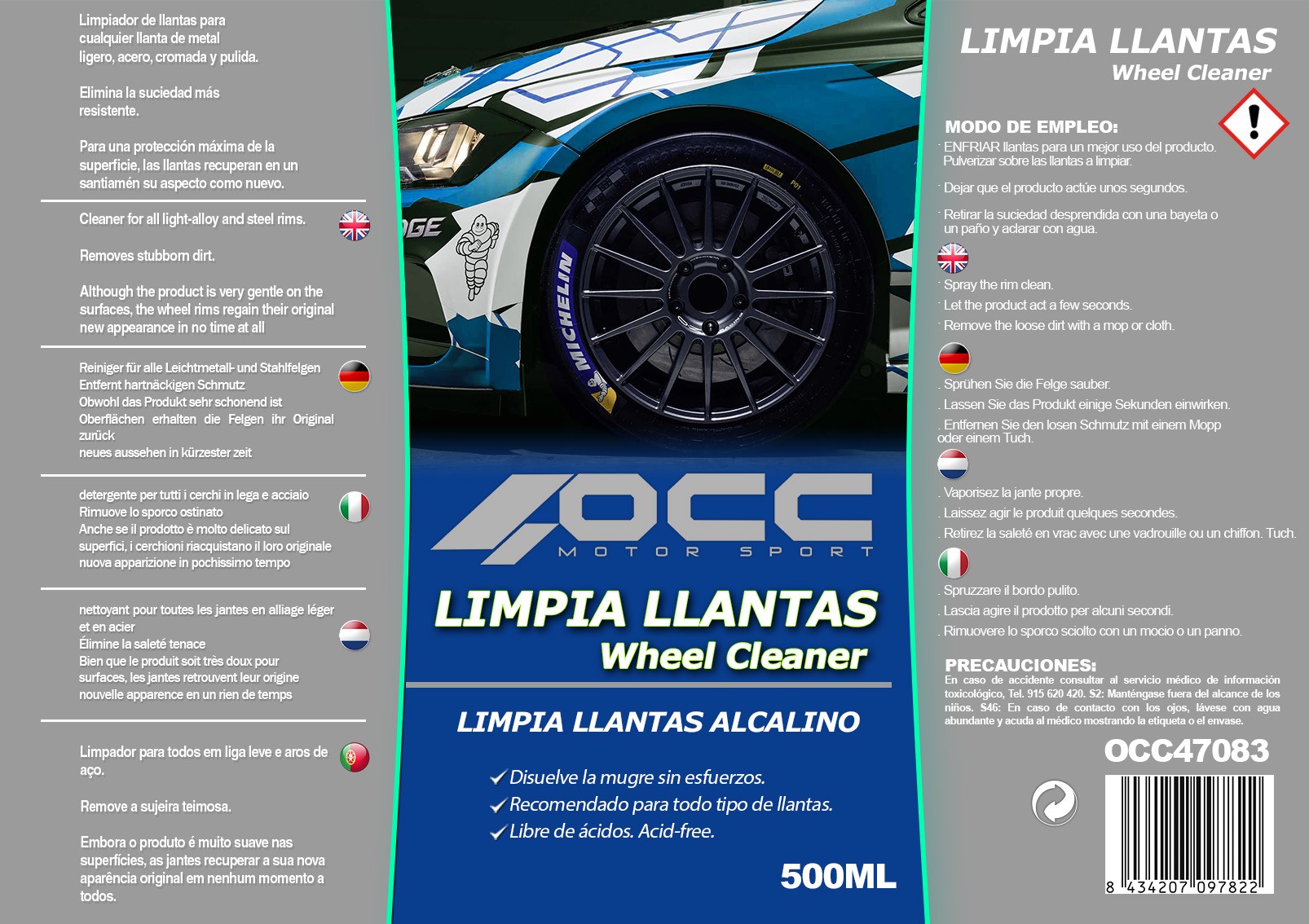 LIMPIA LLANTAS ALCALINO POWER ONE 500 ML OCC MOTORSPORT - Imagen 6
