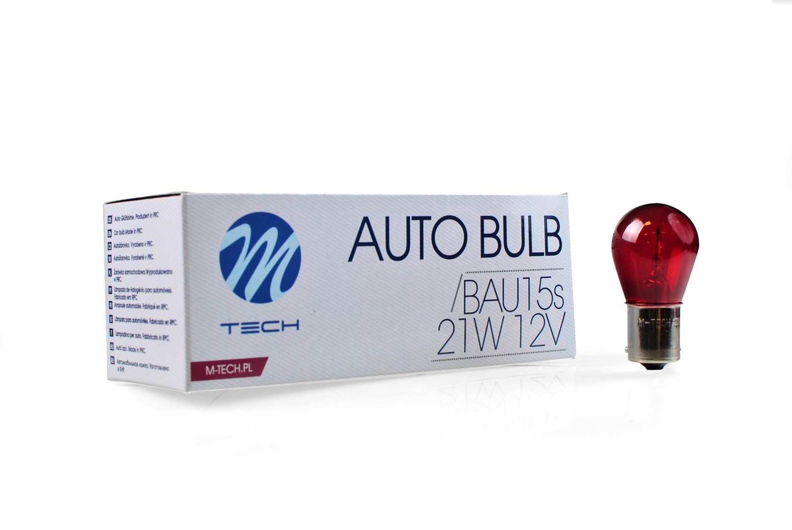 LÁMPARA M-TECH BAU15S 12V/21W ROJO | 10 UDS - Imagen 2
