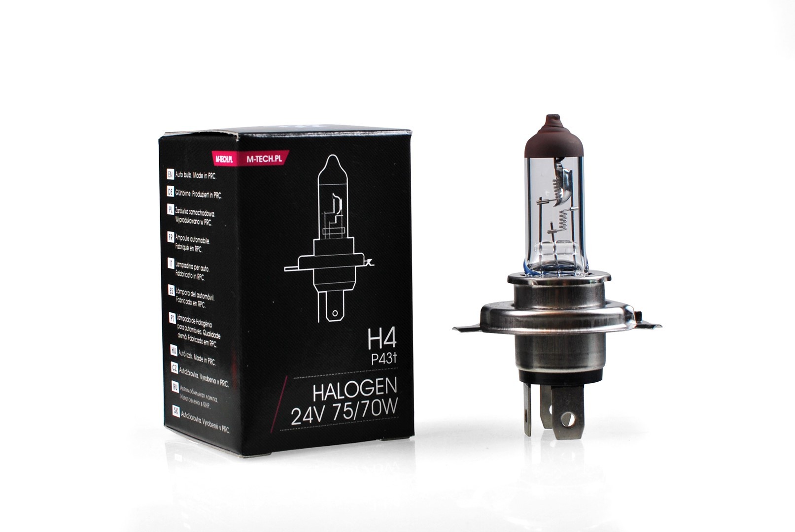 LÁMPARA HALÓGENA M-TECH P43T 24V 75/70W H4 - Imagen 2