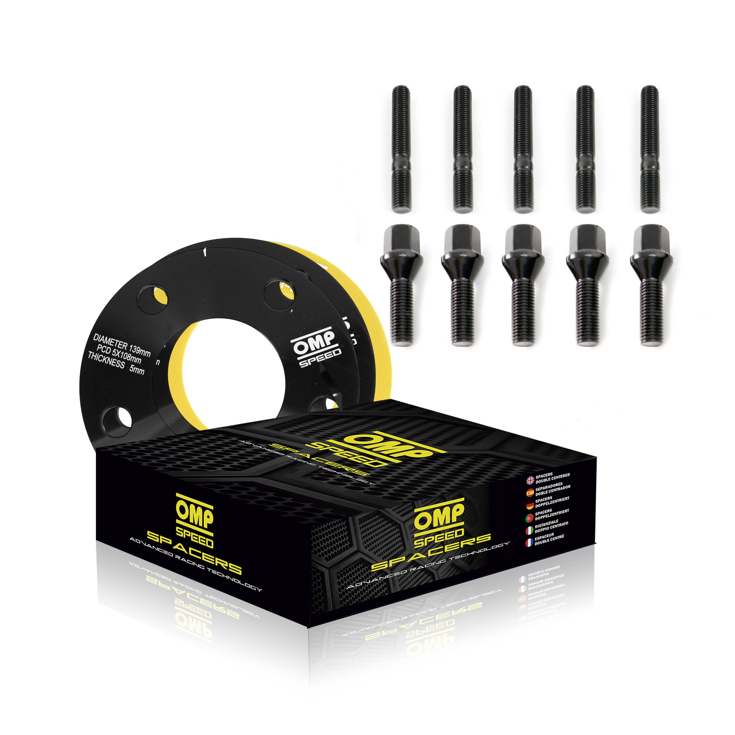 OMP SPEED JUEGO DE SEPARADORES D. CENT. ANCHO: 20MM PCD: 4X100 CB.H: 56.1 CB.W: 56.1 TORNILLO M12X1.5CONICO+ESPARRAGOS M12X1.5