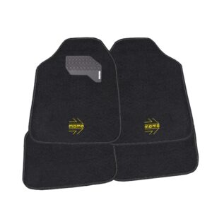 SET COMPLETO 4 PIEZAS ALFOMBRAS MOMO UNIVERSALES NEGRO/AMARILLO
