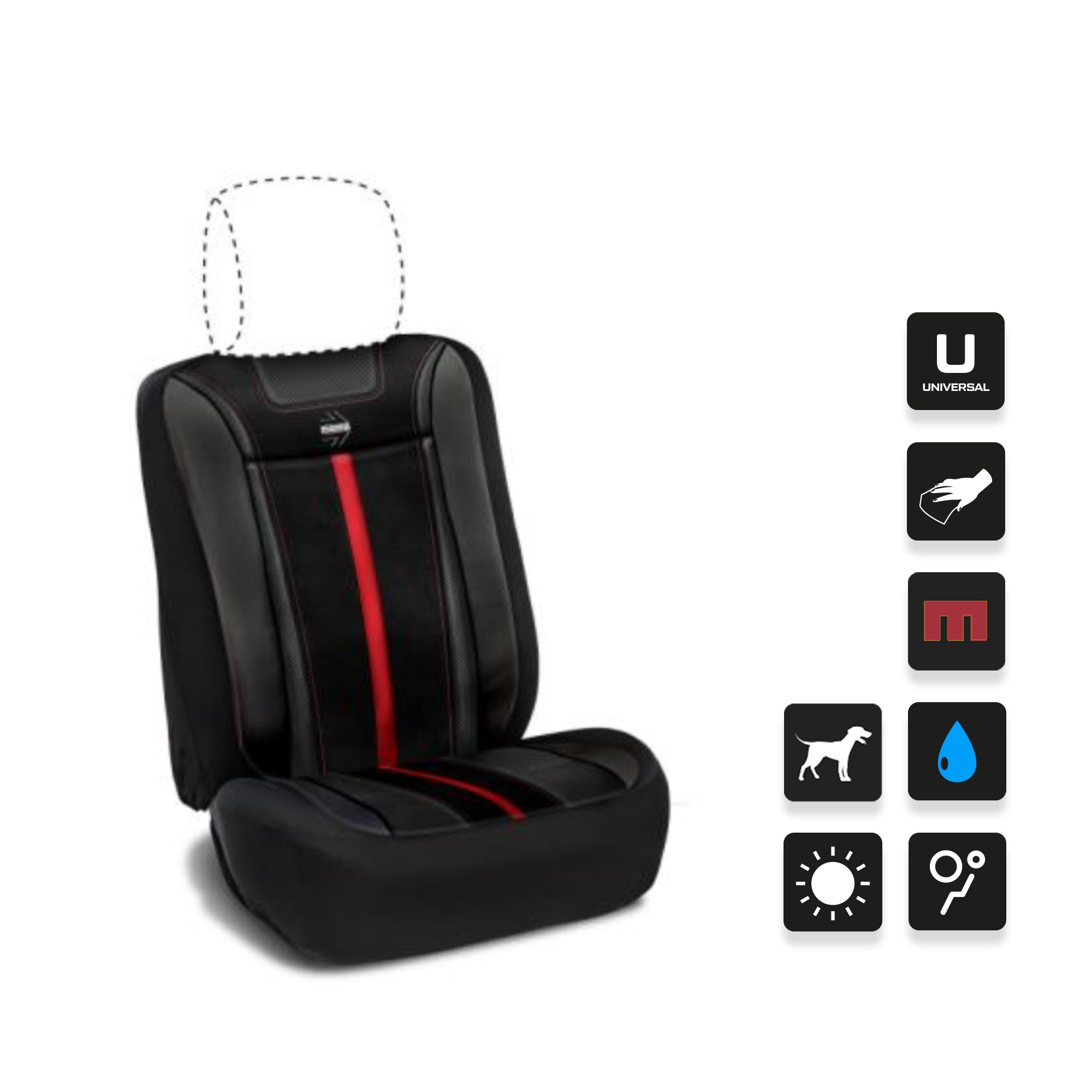 RESPALDO MOMO STRIPE NEGRO/ROJO - Imagen 6