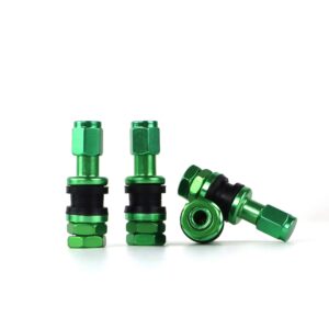 OMP SPEED JUEGO DE 4 VALVULAS DE ALUMINIO PARA LLANTAS, COLOR VERDE, VALVULAS PARA NEUMATICOS