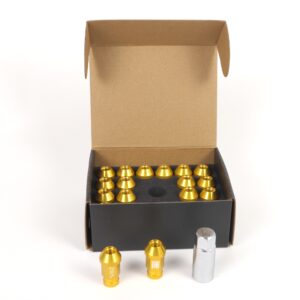 OMP SPEED JUEGO DE 20 TUERCAS DE ALUMINIO M14X1.25 LLAVE DE 19 LARGO 40MM COLOR AMARILLO DE ALUMINIO 7075