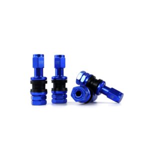 OMP SPEED JUEGO DE 4 VALVULAS DE ALUMINIO PARA LLANTAS, COLOR AZUL, VALVULAS PARA NEUMATICOS