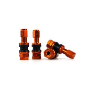 OMP SPEED JUEGO DE 4 VALVULAS DE ALUMINIO PARA LLANTAS, COLOR NARANJA, VALVULAS PARA NEUMATICOS