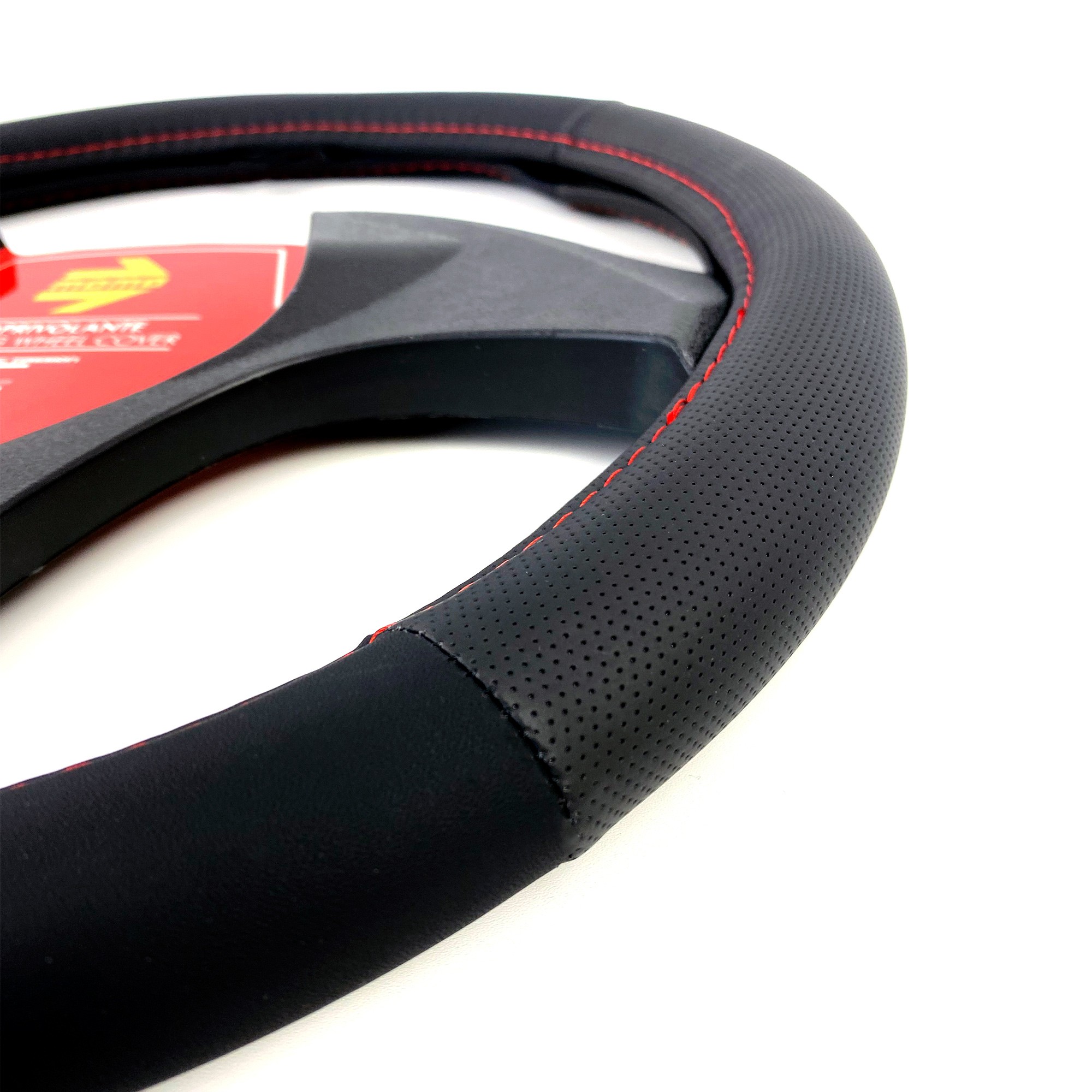 FUNDA VOLANTE MOMO EASY UNIVERSAL NEGRO Y ROJO 38-39CM - Imagen 5