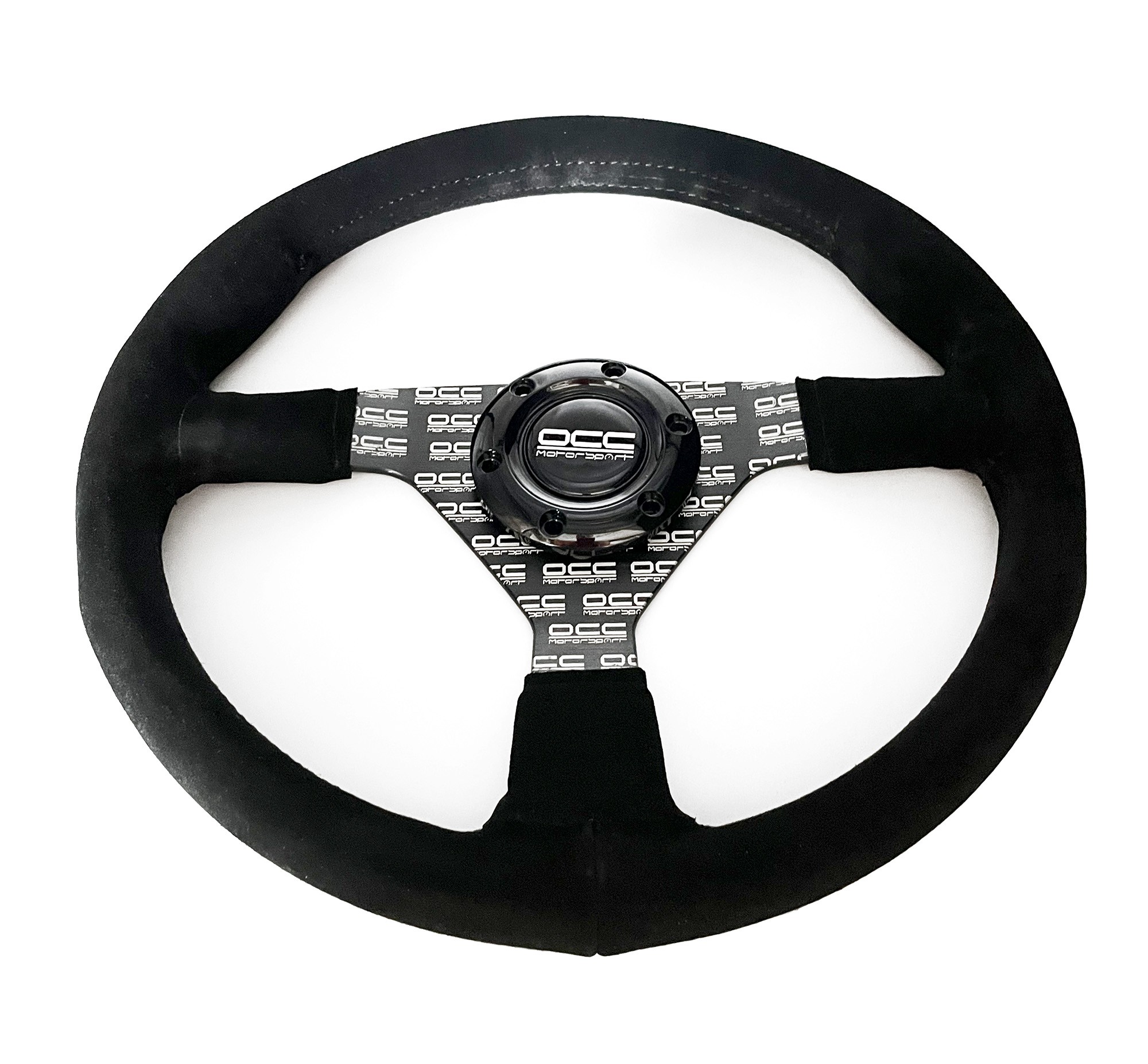 VOLANTE PLANO MOD. CLASSIC PIEL VUELTA BRAZOS NEGROS SERIGRAFIADOS OCC MOTORSPORT - Imagen 2