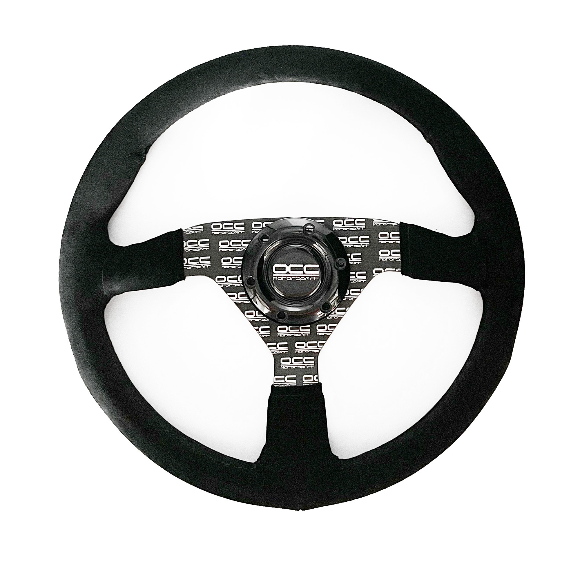 VOLANTE PLANO MOD. CLASSIC PIEL VUELTA BRAZOS NEGROS SERIGRAFIADOS OCC MOTORSPORT