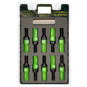 OMP SPEED JUEGO DE 20 TORNILLOS CON PROTECTOR DE ALUMINIO DE COLORES M12X1.5 LLAVE DE 17-19 LARGO 28MM CON PROTECTOR VERDE