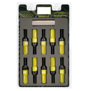 OMP SPEED JUEGO DE 20 TORNILLOS CON PROTECTOR DE ALUMINIO DE COLORES M12X1.5 LLAVE DE 17-19 LARGO 28MM CON PROTECTOR AMARILLO