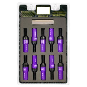 OMP SPEED JUEGO DE 20 TORNILLOS CON PROTECTOR DE ALUMINIO DE COLORES M12X1.5 LLAVE DE 17-19 LARGO 28MM CON PROTECTOR MORADO