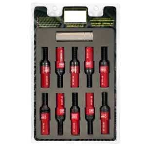 OMP SPEED JUEGO DE 20 TORNILLOS CON PROTECTOR DE ALUMINIO DE COLORES M12X1.25 LLAVE DE 17-19 LARGO 28MM CON PROTECTOR ROJO