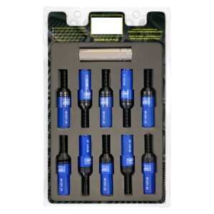 OMP SPEED JUEGO DE 20 TORNILLOS CON PROTECTOR DE ALUMINIO DE COLORES M12X1.25 LLAVE DE 17-19 LARGO 28MM CON PROTECTOR AZUL