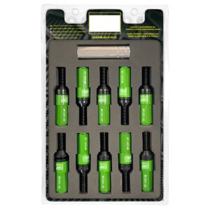 OMP SPEED JUEGO DE 20 TORNILLOS CON PROTECTOR DE ALUMINIO DE COLORES M12X1.25 LLAVE DE 17-19 LARGO 28MM CON PROTECTOR VERDE