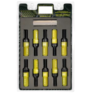 OMP SPEED JUEGO DE 20 TORNILLOS CON PROTECTOR DE ALUMINIO DE COLORES M12X1.25 LLAVE DE 17-19 LARGO 28MM CON PROTECTOR AMARILLO
