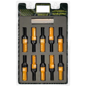 OMP SPEED JUEGO DE 20 TORNILLOS CON PROTECTOR DE ALUMINIO DE COLORES M12X1.25 LLAVE DE 17-19 LARGO 28MM CON PROTECTOR NARANJA