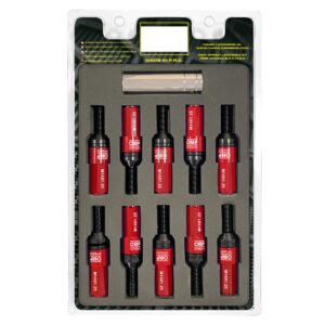 OMP SPEED JUEGO DE 20 TORNILLOS CON PROTECTOR DE ALUMINIO DE COLORES M14X1.25 LLAVE DE 17-19 LARGO 28MM CON PROTECTOR ROJO