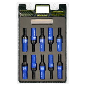 OMP SPEED JUEGO DE 20 TORNILLOS CON PROTECTOR DE ALUMINIO DE COLORES M14X1.5 LLAVE DE 17-19 LARGO 28MM CON PROTECTOR AZUL