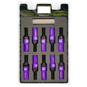 OMP SPEED JUEGO DE 20 TORNILLOS CON PROTECTOR DE ALUMINIO DE COLORES M14X1.5 LLAVE DE 17-19 LARGO 28MM CON PROTECTOR MORADO