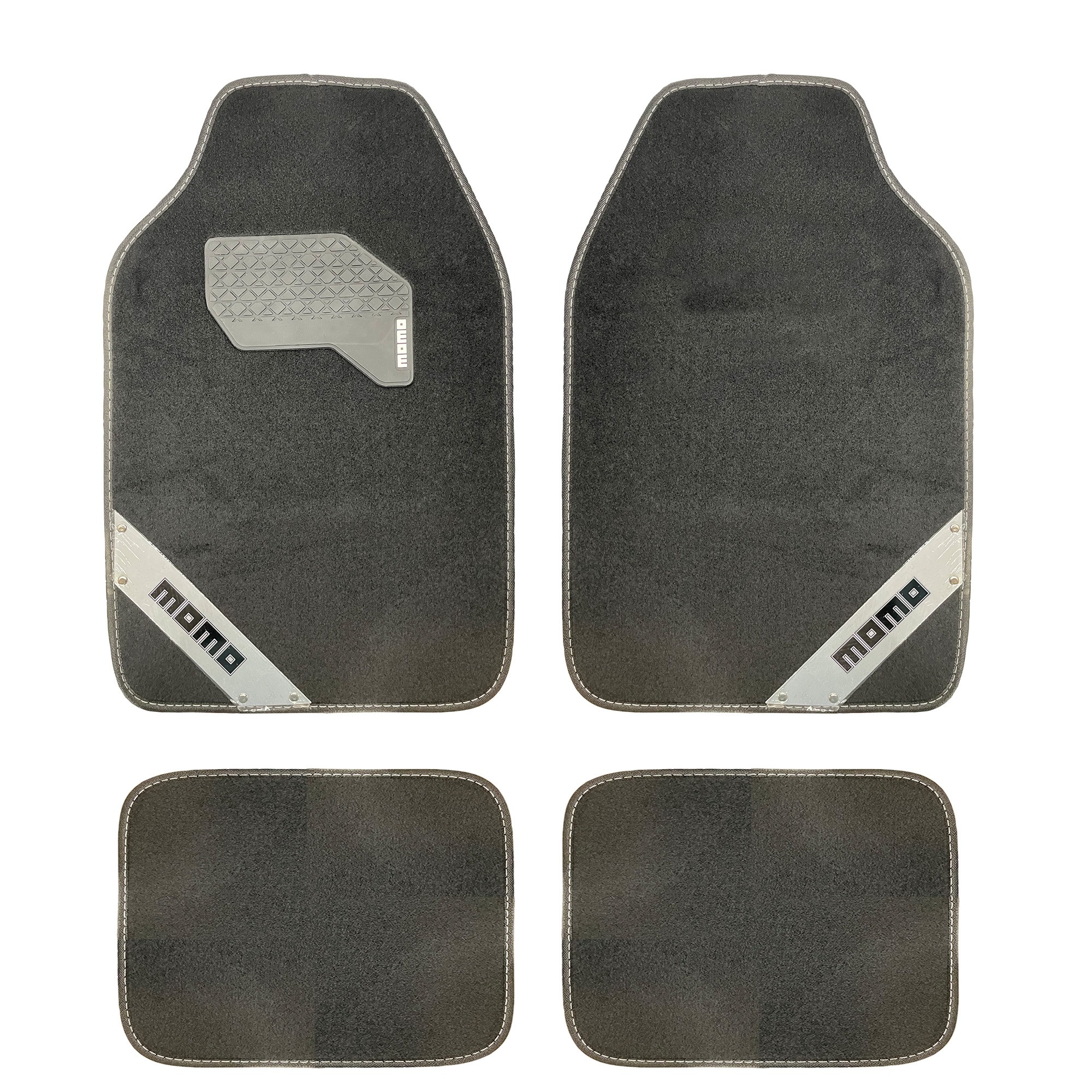 SET COMPLETO DE 4 PIEZAS ALFOMBRAS MOMO 012 UNIVERSALES NEGRO/BLANCO