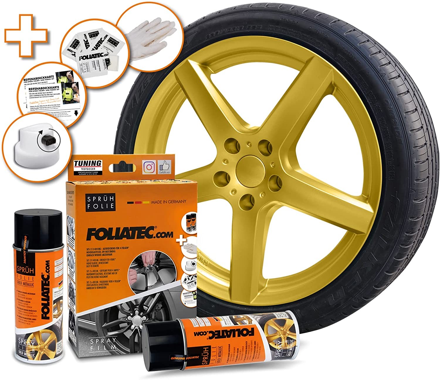 FOLIATEC KIT DE GOMA LÍQUIDA DORADO METÁLICO 2 X 400 ML
