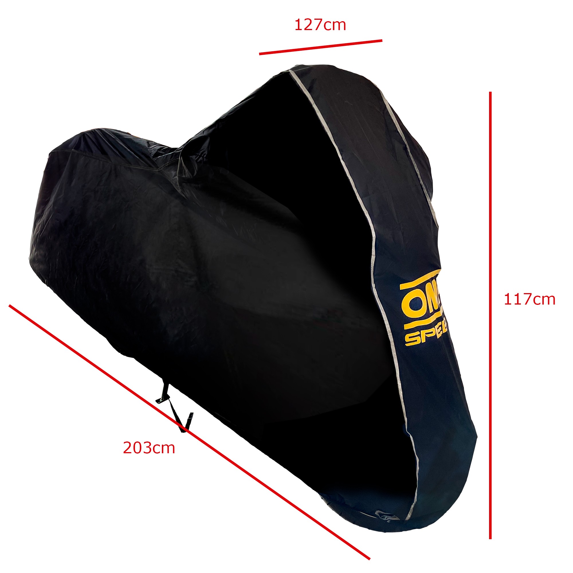 OMP SPEED FUNDA MOTO EXTERIOR/INTERIOR IMPERMEABLE TALLA S - CUBRE MOTO TRANSPIRABLE OXFORD 300D 203X117X127 CM - Imagen 2