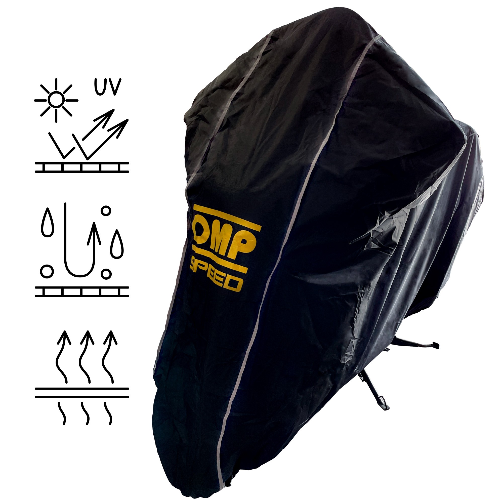 OMP SPEED FUNDA MOTO EXTERIOR/INTERIOR IMPERMEABLE TALLA S - CUBRE MOTO TRANSPIRABLE OXFORD 300D 203X117X127 CM - Imagen 4