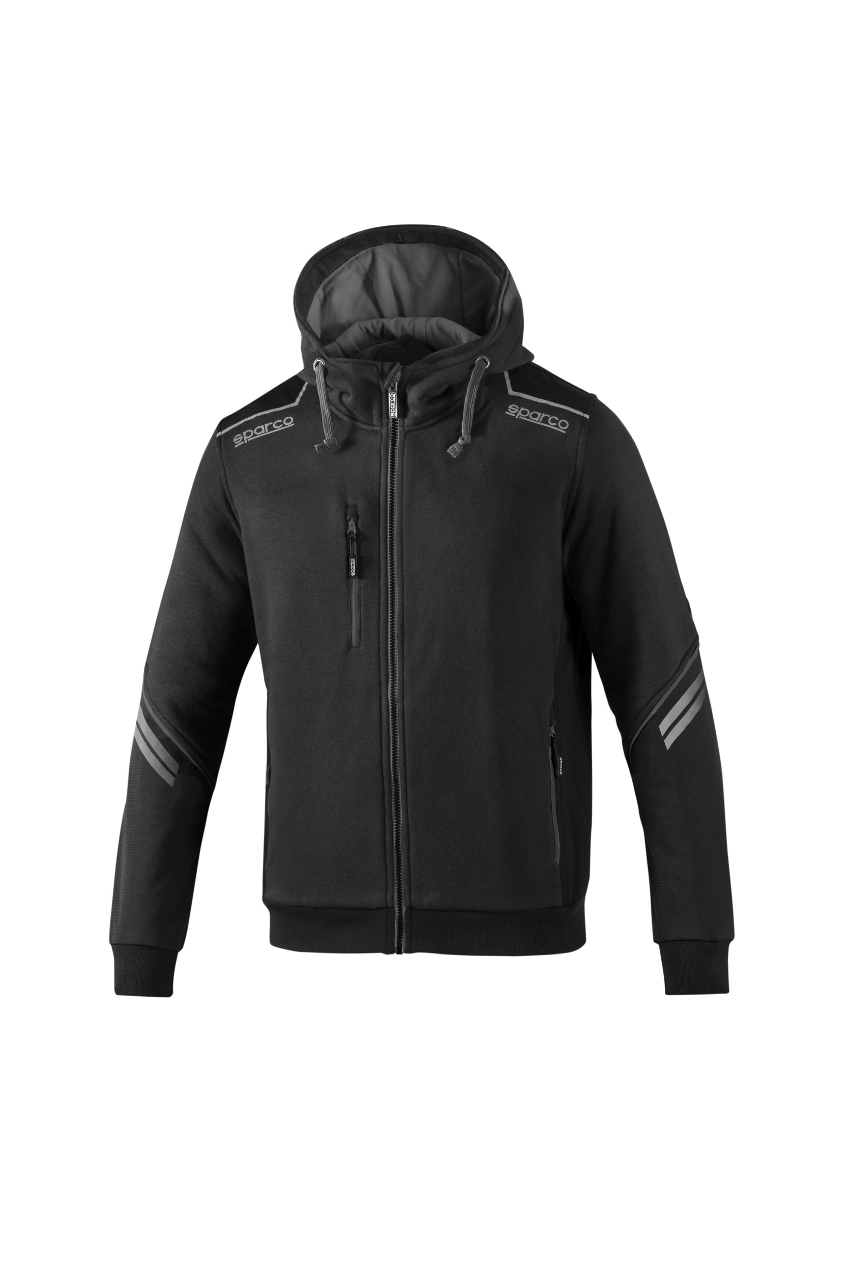 SUDADERA CON CREMALLERA Y CAPUCHA TW TALLA S NEGRO/GRIS