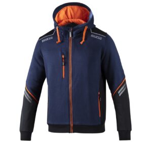 SUDADERA CON CREMALLERA Y CAPUCHA TW TALLA S AZUL MARINO/NARANJA