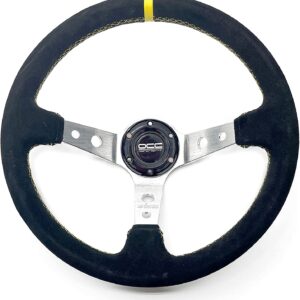VOLANTE DESPLAZADO MOD. TRACK PIEL VUELTA BRAZOS PLATA OCC MOTORSPORT