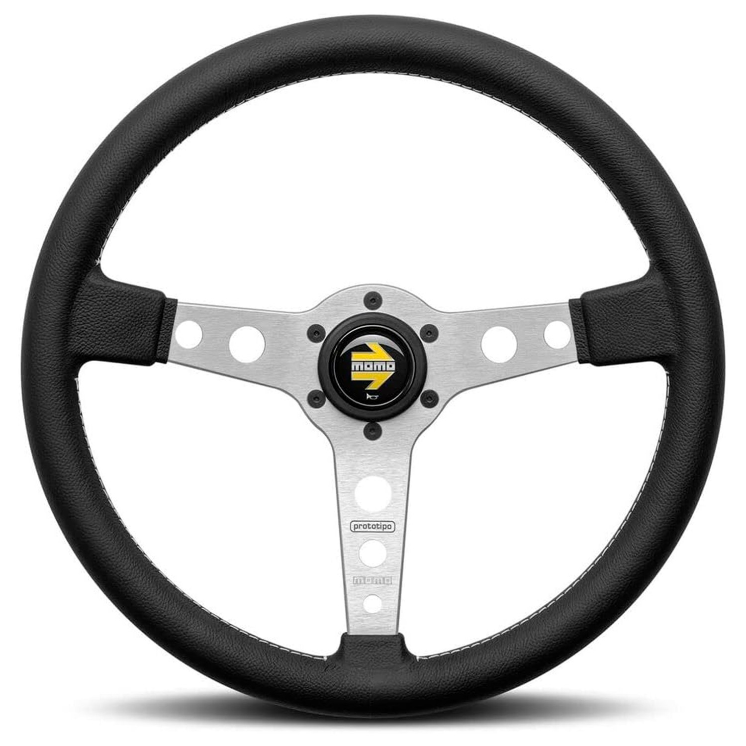 VOLANTE MOMO PROTOTIPO 320 MM RADIO GRIS - Imagen 2