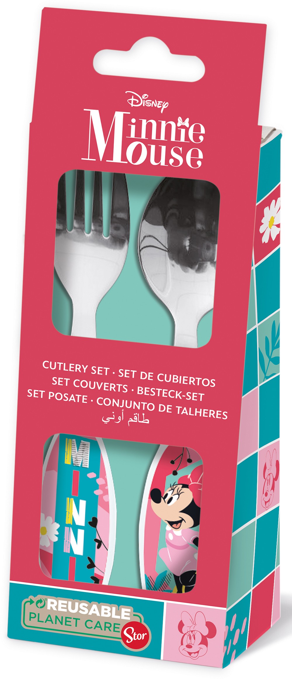 JUEGO DE CUBIERTOS 2 PCS ELÍPTICOS METÁLICOS MINNIE