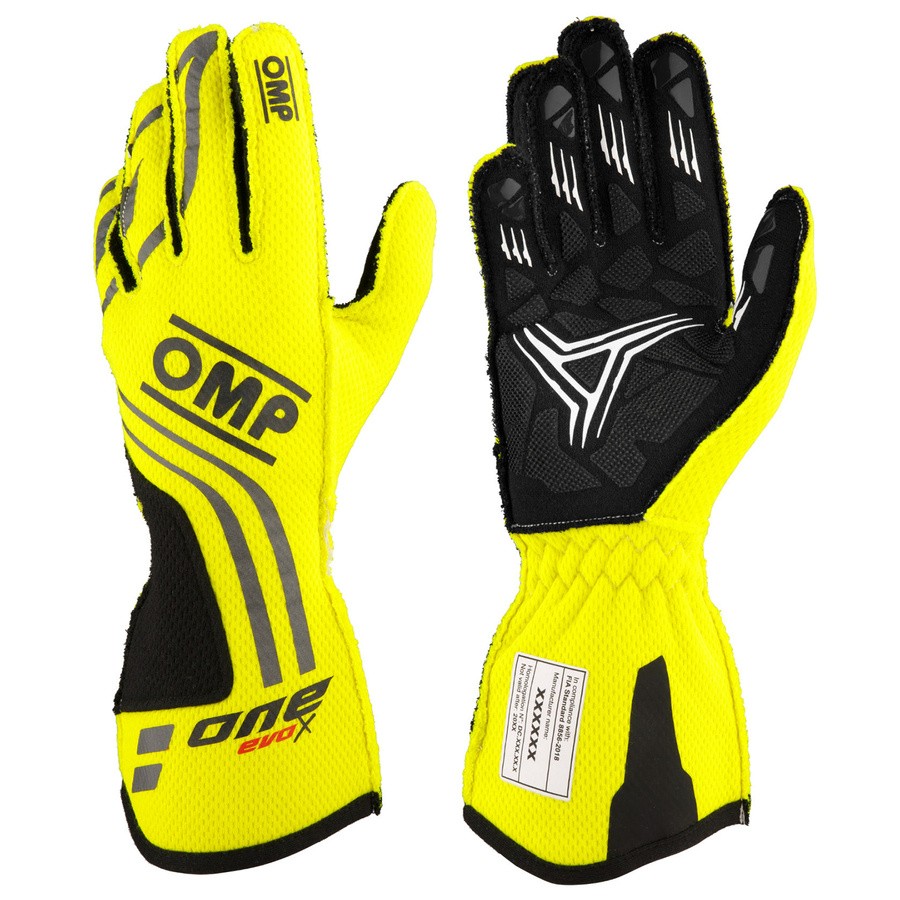 GUANTES OMP ONE EVO-X MY24 FIA 8856-2018 AMARILLO FLUO TALLA XS