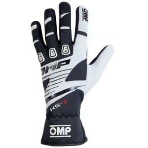 GUANTES OMP KART KS-3 NEGRO/BLANCO TALLA 6 (NIÑOS)