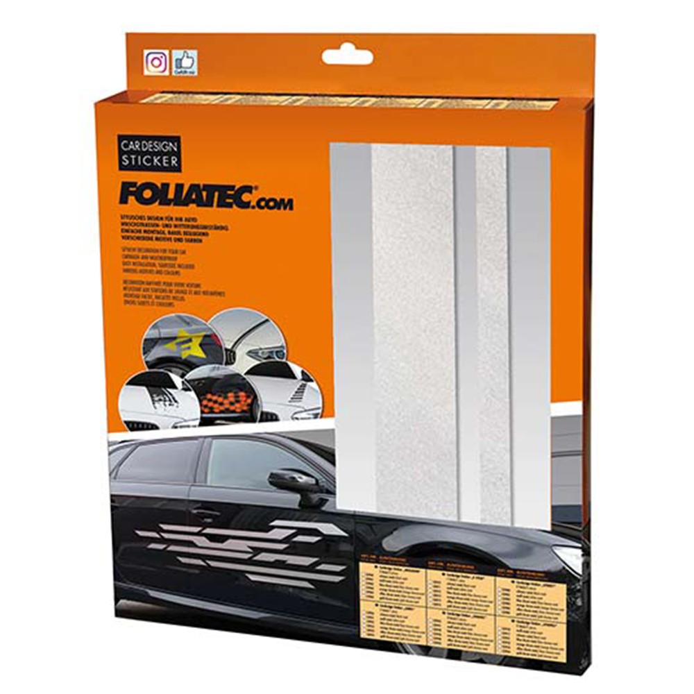 FOLIATEC VINILOS DECORATIVOS PARA COCHE DISEÑO LÍNEAS PLATA