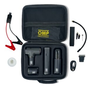 OMP MECCANICA 5 EN 1 KIT PORTÁTIL MULTI-FUNCIÓN ARRANCADOR, COMPRESOR DE AIRE, ASPIRADORA, LINTERNA Y POWER BANK CON ESTUCHE