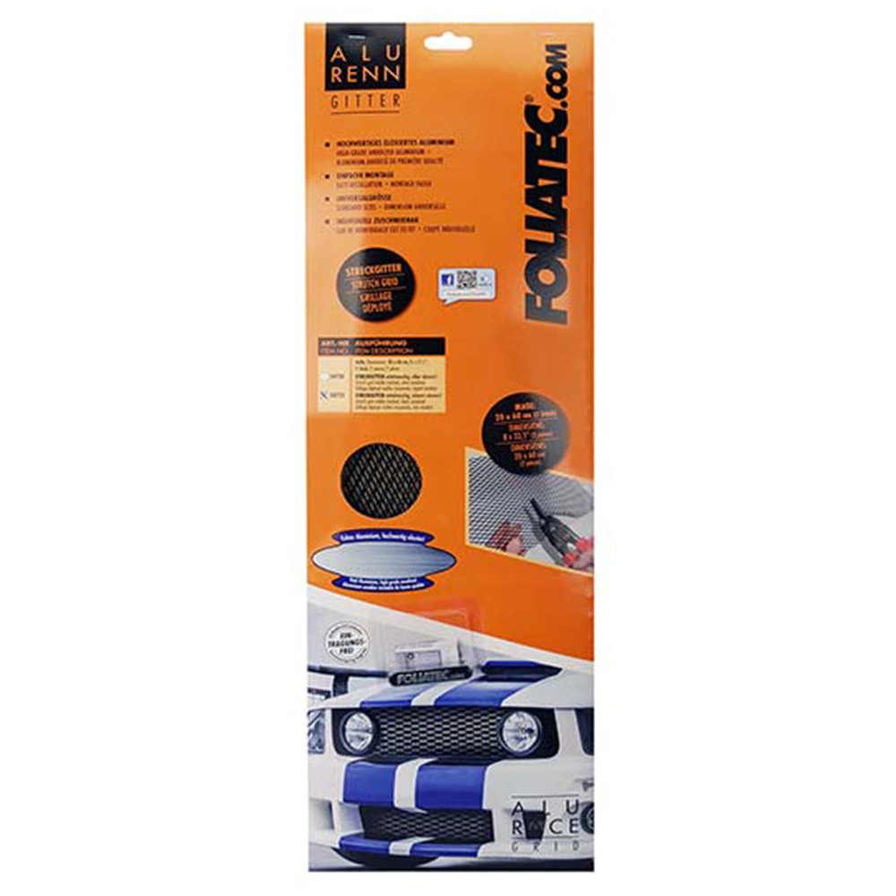 FOLIATEC REJILLA DE ALUMINIO MALLA MEDIA NEGRA 2 PIEZAS 20 X 60 CM