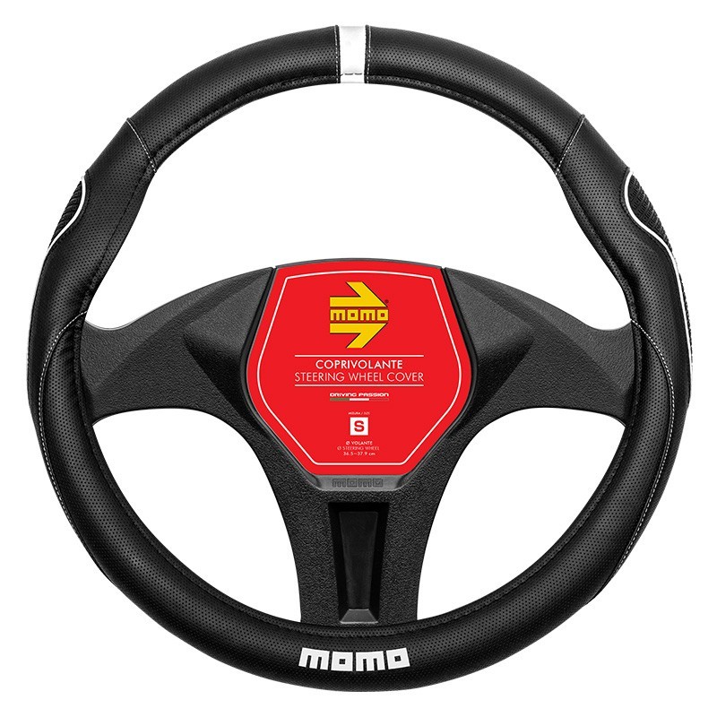 FUNDA VOLANTE MOMO SUPERGRIP UNIVERSAL NEGRO/BLANCO 38-39CM