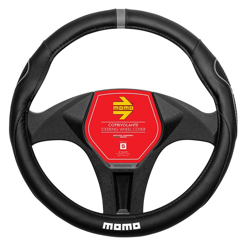 FUNDA VOLANTE MOMO SUPERGRIP UNIVERSAL NEGRO Y GRIS 38-39CM