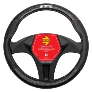 FUNDA VOLANTE MOMO CARBON UNIVERSAL NEGRO Y ROJO 38-39CM