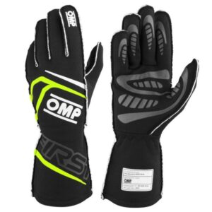 GUANTES OMP FIRST FIA 8856-2018 MY2025 NEGRO / FLUO AMARILLO TALLA L