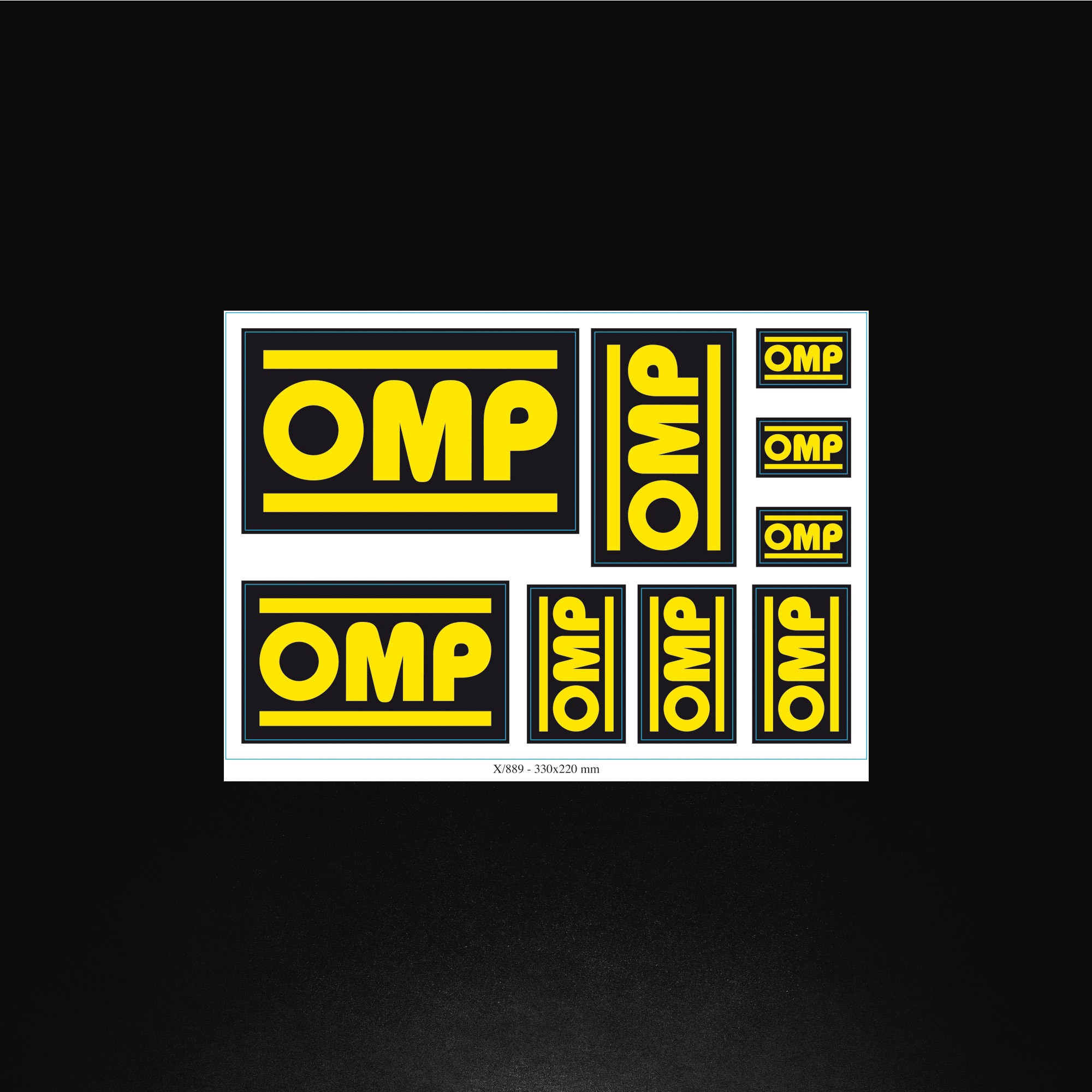 JUEGO DE PEGATINAS OMP 331 X 231 MM